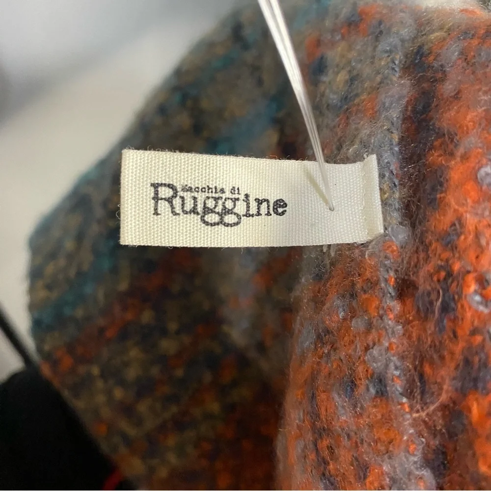 746 ruggine Colorful Plaid Knit blanket Scarf fringe rainbow plush